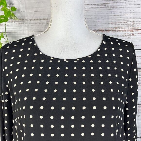 J Crew Blouse Top size 4 Black Ivory Polka Dots Modest Career Church Wedding - Picture 5 of 14
